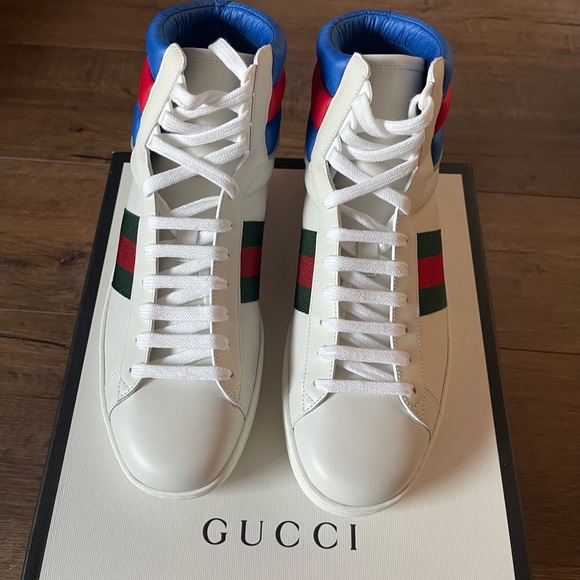 GUCCI-AUTHENTIC (NWT/Box) Mens Web Accent Leather Sneakers - Picture 8 of 15